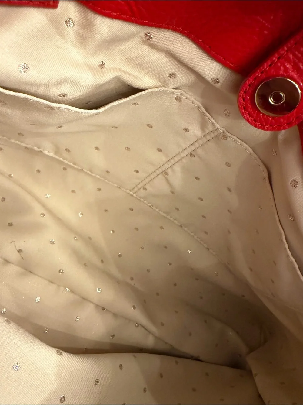 Kate Spade Quilted Red Tote Bag with Gold Chain Handles